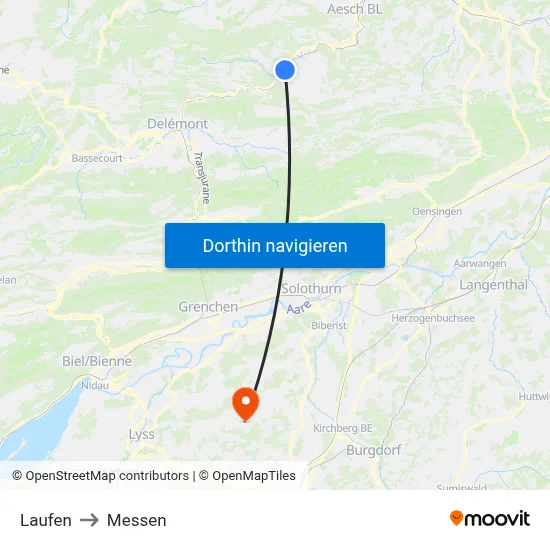 Laufen to Messen map