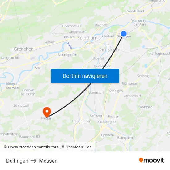 Deitingen to Messen map