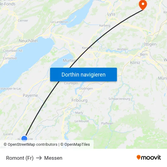 Romont (Fr) to Messen map