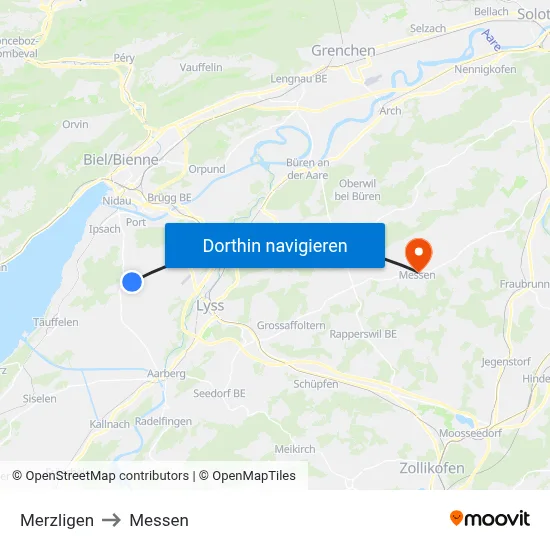 Merzligen to Messen map