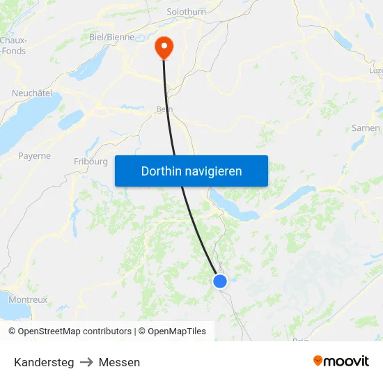 Kandersteg to Messen map