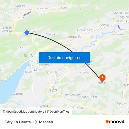 Péry-La Heutte to Messen map