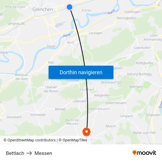 Bettlach to Messen map