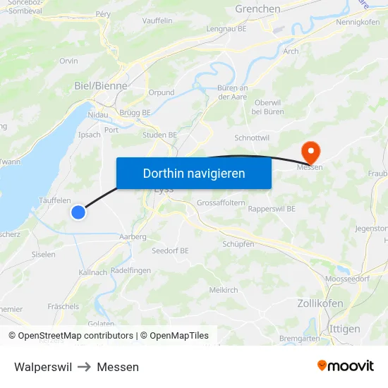 Walperswil to Messen map