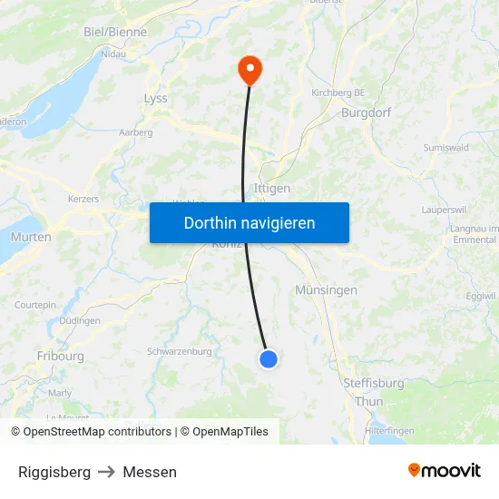Riggisberg to Messen map