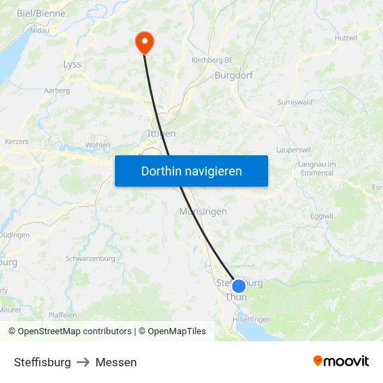 Steffisburg to Messen map