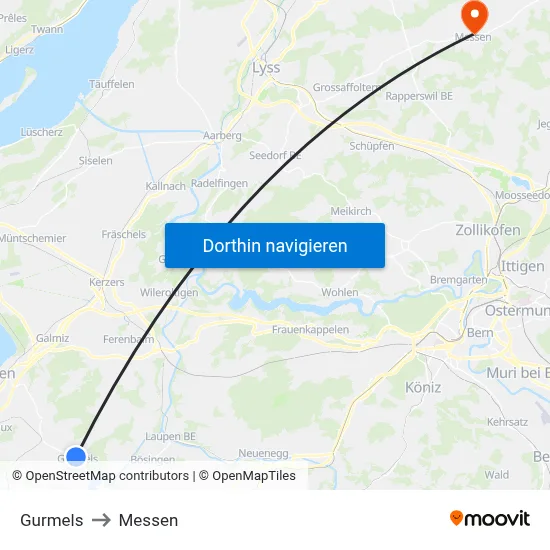 Gurmels to Messen map