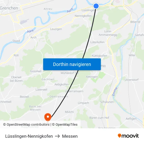 Lüsslingen-Nennigkofen to Messen map