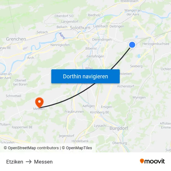 Etziken to Messen map
