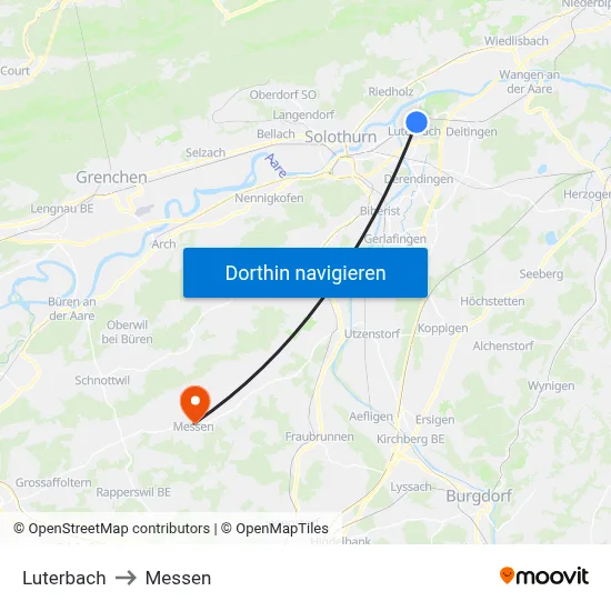 Luterbach to Messen map