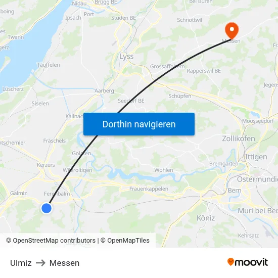 Ulmiz to Messen map