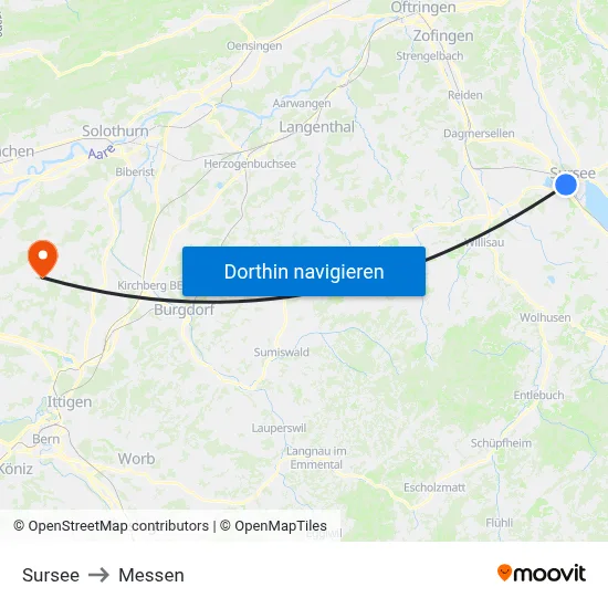 Sursee to Messen map