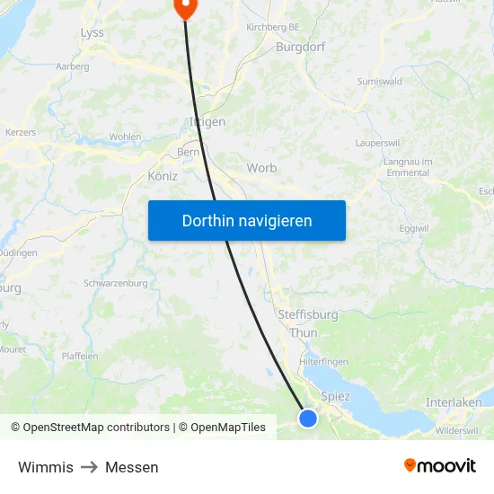 Wimmis to Messen map