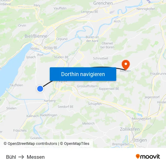Bühl to Messen map