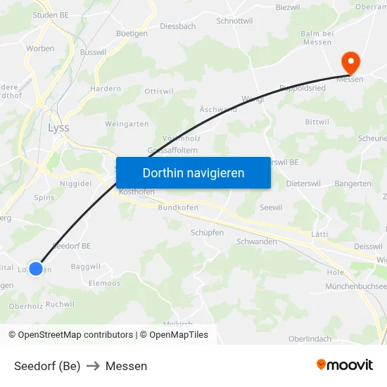 Seedorf (Be) to Messen map
