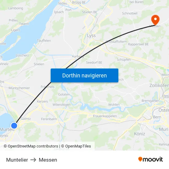 Muntelier to Messen map