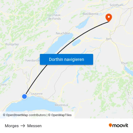 Morges to Messen map