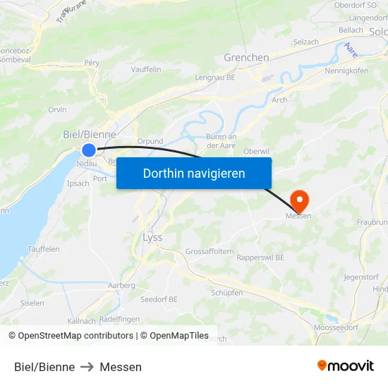 Biel/Bienne to Messen map