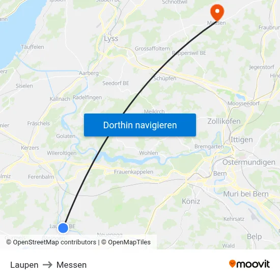 Laupen to Messen map