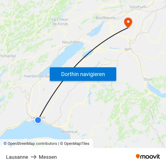Lausanne to Messen map