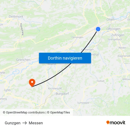Gunzgen to Messen map