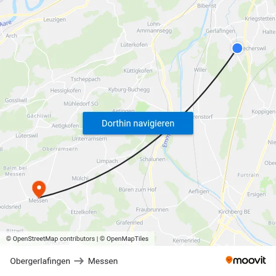 Obergerlafingen to Messen map