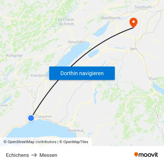 Echichens to Messen map