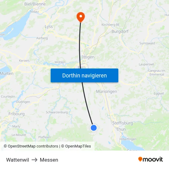 Wattenwil to Messen map