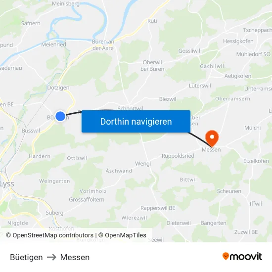 Büetigen to Messen map