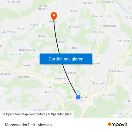 Moosseedorf to Messen map