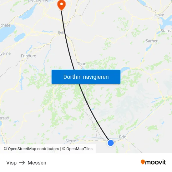 Visp to Messen map
