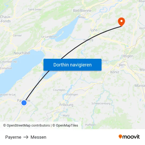 Payerne to Messen map