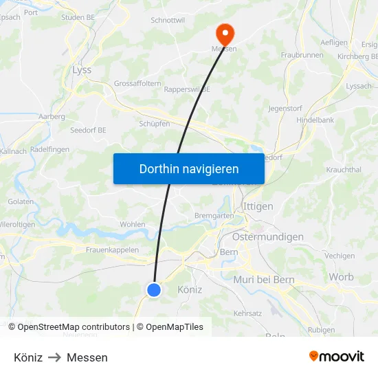Köniz to Messen map