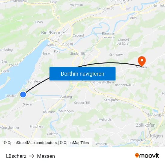 Lüscherz to Messen map