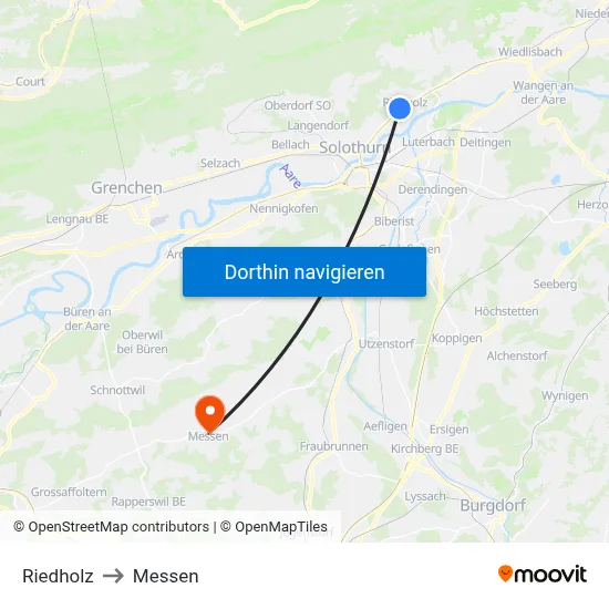 Riedholz to Messen map
