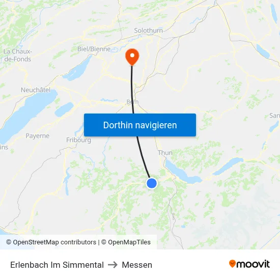 Erlenbach Im Simmental to Messen map