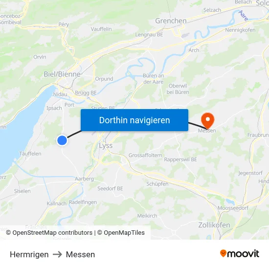 Hermrigen to Messen map