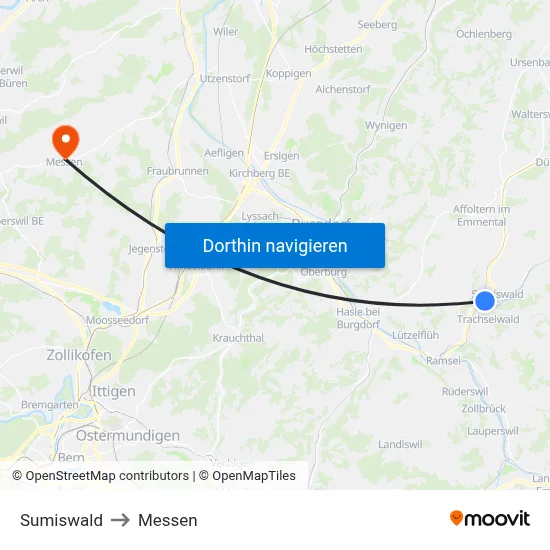 Sumiswald to Messen map