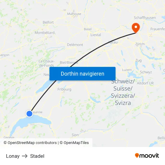 Lonay to Stadel map