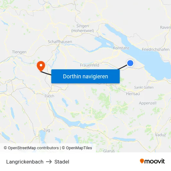 Langrickenbach to Stadel map