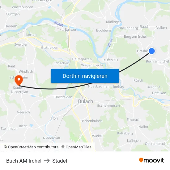 Buch AM Irchel to Stadel map