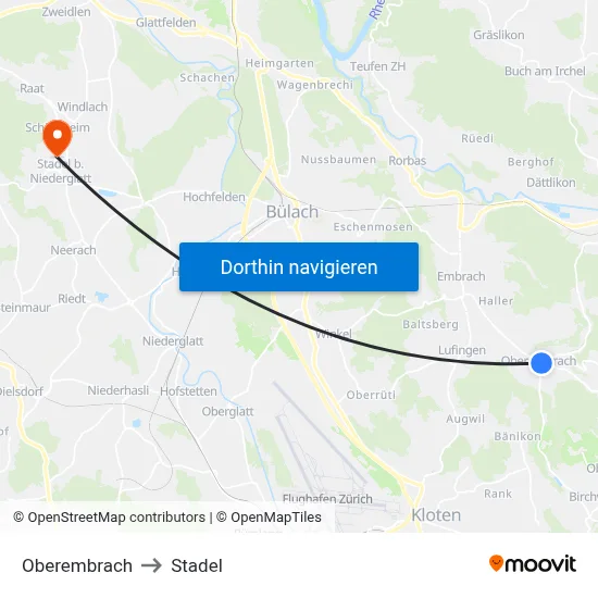 Oberembrach to Stadel map