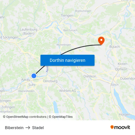 Biberstein to Stadel map