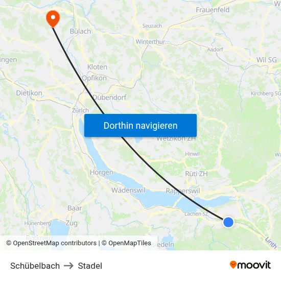Schübelbach to Stadel map