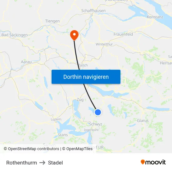 Rothenthurm to Stadel map