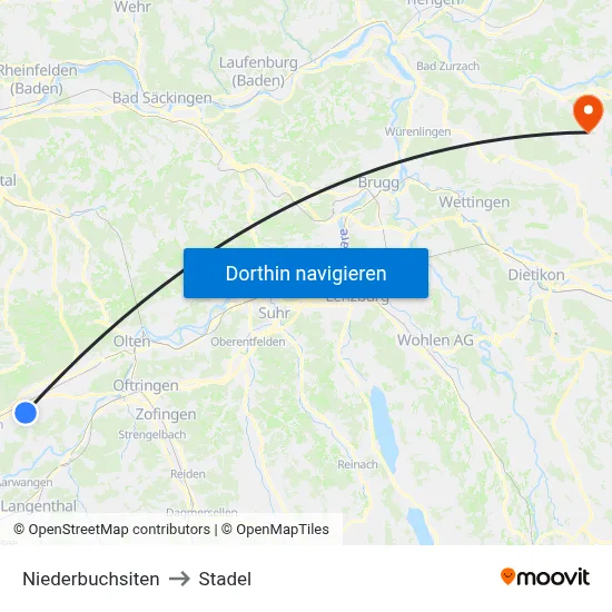 Niederbuchsiten to Stadel map