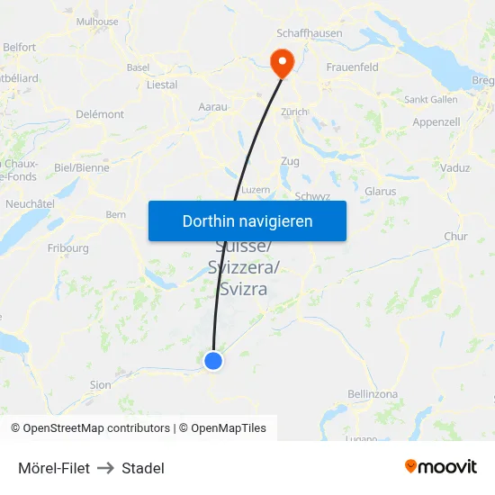 Mörel-Filet to Stadel map