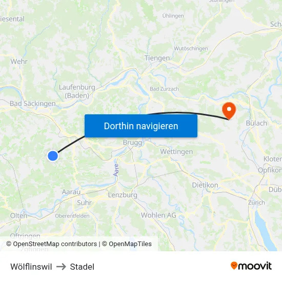 Wölflinswil to Stadel map