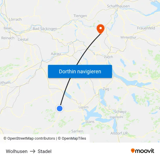 Wolhusen to Stadel map