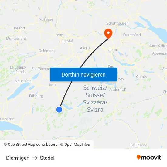 Diemtigen to Stadel map